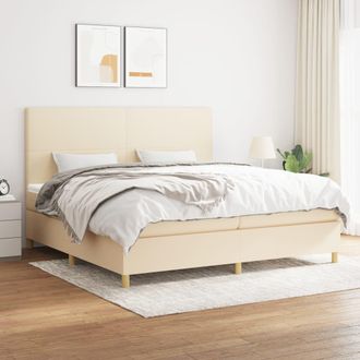vidaXL Vidaxl - Cama Box Spring Con Colch&oacute;n Tela Color Crema 200x200 Cm