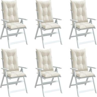 vidaXL Cojines Silla Respaldo Alto 6 Uds Tela Crema Melange 120x50x7cm Vidaxl