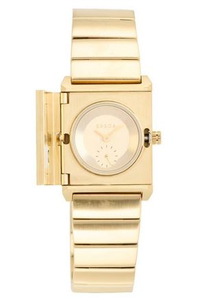 Breda Pulse Locket Tank Bracelet Watch, 26mm x 30mm in Gold at Nordstrom