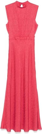 Saloni Hibiscus Zijden Jurk - Dames - Maxi kleedjes - Roze - XS - Kleedjes