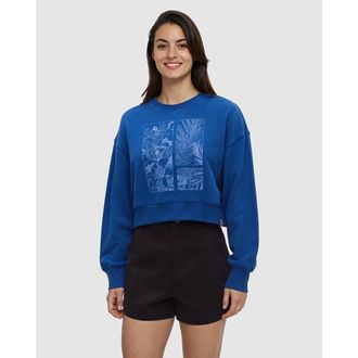 tentree Framed Haitian Blooms Oversized Crop Crew in Nightfall/high Tide at Nordstrom, Size X-Large
