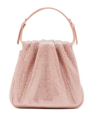 Amina Muaddi Vittoria crystal-embellishment ruffled mini bag - women - Satin - One Size - Pink
