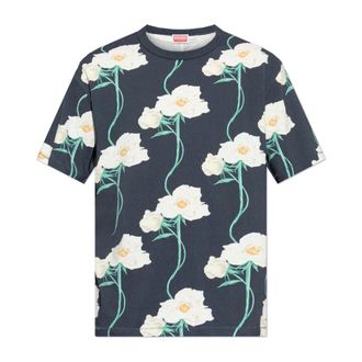 Kenzo T-Shirts, male, Blue, Size: XL Floral Motif T-shirt