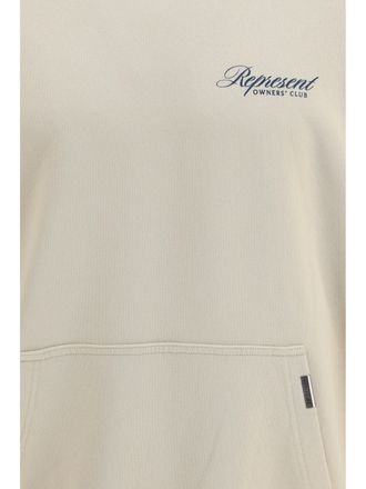 Represent Logo-Print Cotton Hooded Sweatshirt - White