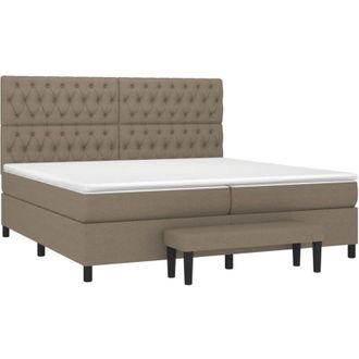 vidaXL Vidaxl - Cama Box Spring Con Colch&oacute;n Tela Gris Taupe 200x200 Cm