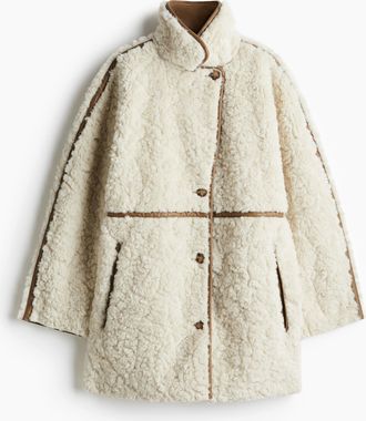 H&M Flauschiger Mantel - Beige