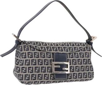 Fendi Pre-owned Vintage Zucchino Shoulder Bag - Dames - Vintage Schoudertas - Blauw - ONE Size - Leer - Vintage