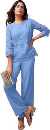 Jessica London Popover Lace Jumpsuit in French Blue at Nordstrom, Size 26