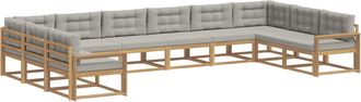vidaXL Conjunto De Sof&aacute;s De Exterior 10 Uds. Blanco Y Gris Claro Vidaxl