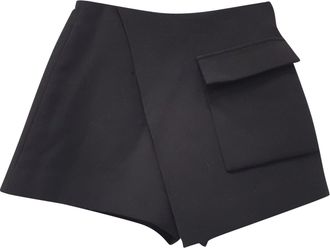 Self Portrait Crepe Mini Skort in Black Polyester