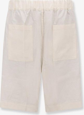 Laneus Mens Viscose And Linen Bermuda Shorts Beige