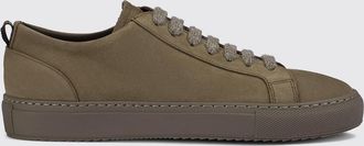 Doucal's Low-Top Suede Calfskin Sneakers with Pull Tab and Embossed Logo
