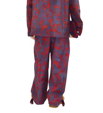 Burberry Purple and Red Printed Wide-Leg Trousers Size M