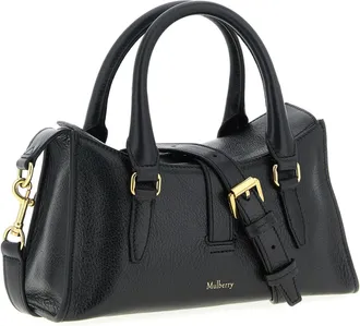Mulberry Womens Calfskin Top Handle Bag Black Leather