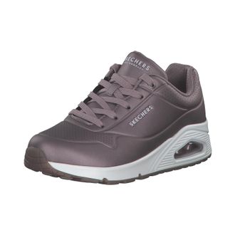 Skechers Womens Uno- Rose Bold Trainers, Silver Pewter Duraleather Pew, 4 UK