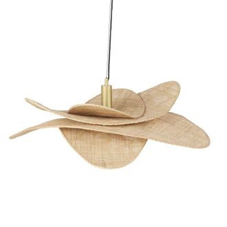 Maisons du monde L&aacute;mpara de techo de rat&aacute;n y metal dorado