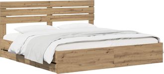 vidaXL Bed Frame With Storage And Headboard Artisan Oak 180 X 200 Cm Vidaxl