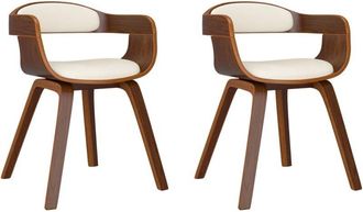 vidaXL Sillas De Comedor 2 Uds Madera Curvada Y Cuero Sint&eacute;tico Crema Vidaxl