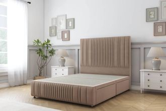 Sloomy Kingsley Plush Divan Base 2 Drawers-26 Headboard & 12 Footboard in Taupe | Size: Double
