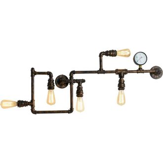 Netlighting AMARCORD Industrial 5 Light Semi Flush Light Rust 109x47cm in Brown | Size: 109x47 cm
