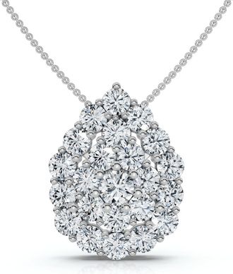 Pompeii3 2Ct Diamond Pear Shape Pave Pendant 14k Gold Necklace Lab Grown