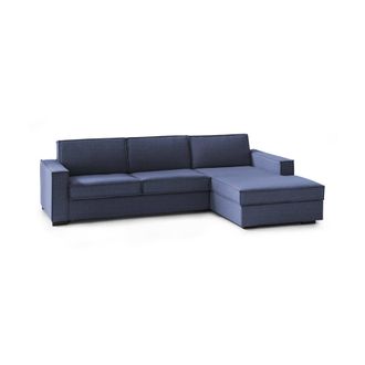 Dmora Sof&aacute; Fijo Dgodea, Sof&aacute; De Esquina, 100% Made In Italy, Sof&aacute; Sal&oacute;n Con, Pen&iacute;nsula Contenedor Derecha, Con Reposabrazos Delgados, Cm 260x95h90, Azul - D