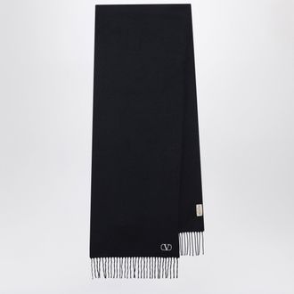 Valentino Garavani Sciarpa blu navy con ricamo Vlogo