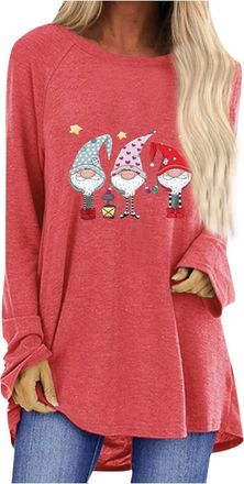 Generic Christmas Long Sleeve Shirt for Women Christmas Jumpers for Women Xmas Sweatshirt Loose Funny Xmas Jumpers Long Sleeve Crewneck Shirt Ladies Fashion H