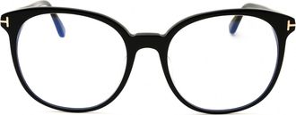 Tom Ford FT5671FB Round Frame Eyeglasses - Black