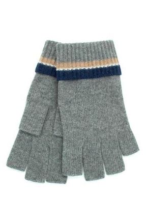 Portolano Mini Stripe Fingerless Cashmere Gloves in Grey Combo at Nordstrom Rack