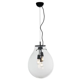 Luce-Ambiente-Design Azuma Suspension in Transparent Glass with Black Metal Structure 38 Cm