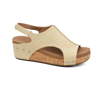 Corkys Footwear Womens Volta Ii Wedge Sandal In Gold Shimmer