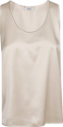 PESERICO Satin Viscose Top With Light-Reflecting Neckline Detail