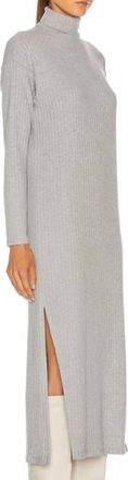 Enza Costa Sweater Rib Turtleneck Dress In Heather Grey