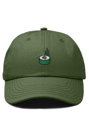 Dalix Sushi Roll Embroidered Dad Hat in Olive at Nordstrom