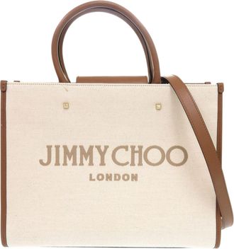Jimmy Choo London Canvas Brown Shoulder Bags
