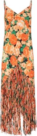 Pinko Maxi Jurk - Dames - Maxi kleedjes - Oranje - L - Nylon - Kleedjes