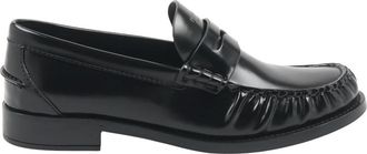 Prada Loafers, male, Black, Size: 3 US Brushed Leather Loafers