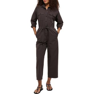 Alex Mill Ricard Long Sleeve Cotton Jumpsuit in Shadow at Nordstrom, Size X-Small
