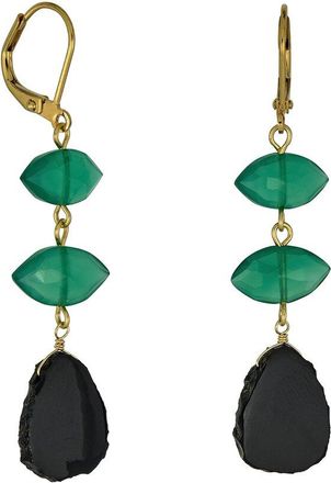 Rachel Reinhardt Jewelry Green And Black Onyx Linear Earrings