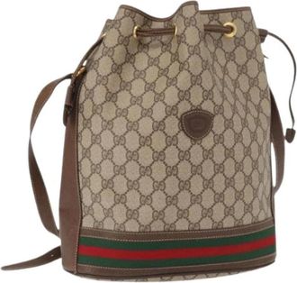 Gucci Pre-owned Canvas Bucket Bag - Dames - Vintage Tas - Beige - ONE Size - Vintage