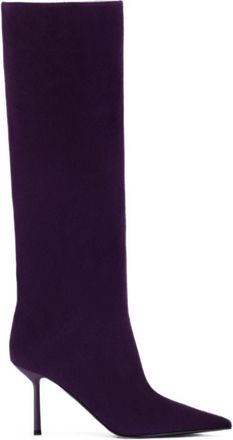 Le Silla Mid-Calf Stiletto Boots In Rich Purple Material