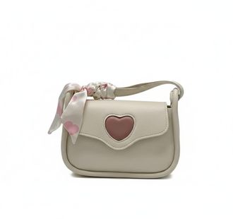 Generic Womens Fashion Heart Small Saddle Bag, White, Crossbody Handbag