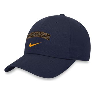 Nike Heritage 86 Wordmark Swoosh MLB Milwaukee Brewers Adjustable Caps Navy NK1241SMZB-WM0