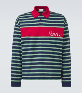 Versace Polo de jersey de algod&oacute;n a rayas