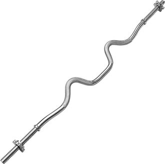 Trade Shop Barra Curvada Ondulada Curl 120cm Con Soporte Ez Disc 25mm Levantamiento De Pesas