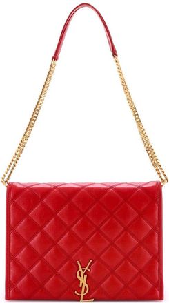 Saint Laurent Red Sheep Leather Becky Shoulder Bag Quilted Small (Authentic Pre-Loved)