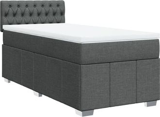 vidaXL Cama Box Spring Con Colch&oacute;n Tela Gris Oscuro 80x200 Cm Vidaxl