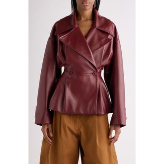 Balenciaga Folded Leather Trench Jacket in 6500 Burgundy at Nordstrom, Size 4 Us