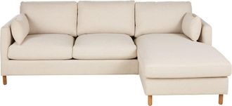 Maisons du monde Sof&aacute; rinconera de 4/5 plazas derecho de tela beige, colch&oacute;n de 10 cm